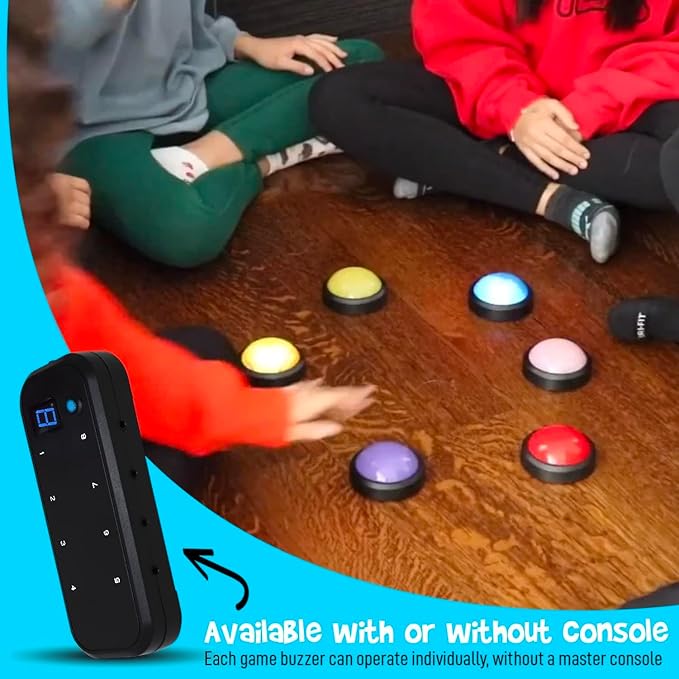 Teacher's Choice Light Up Game Buzzer System, Displays The Winning Player Loud (8 Pack)