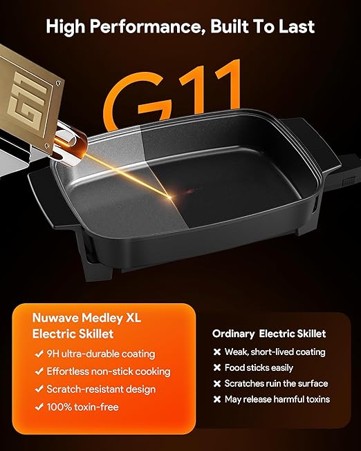 Nuwave Medley XL Digital Electric Skillet, Family Size Griddle w/Glass Lid