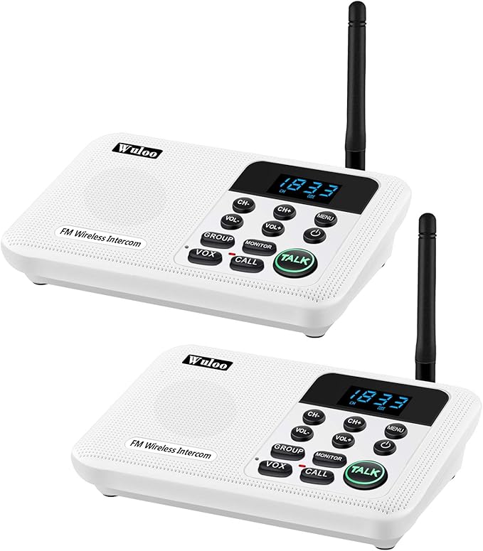 Wuloo Intercoms Wireless for Home 1 Mile Range 22 Channel 100 Digital Code