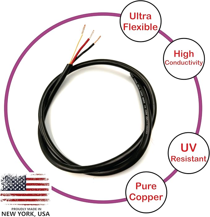 NATIONAL Wire & Cable – 12 AWG 3-Conductor Premium Copper Wire, 25 ft, Stranded