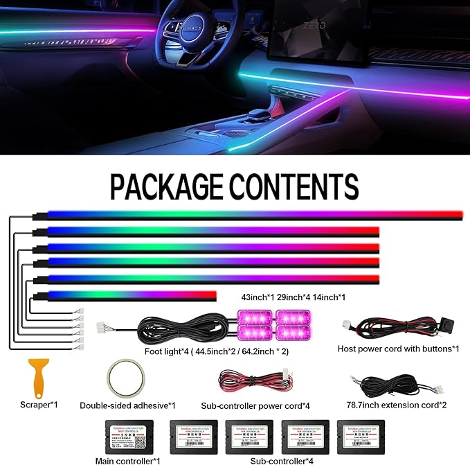 Dreamcolor Acrylic Interior Car Light 10 in 1 Automotive Ambient Light Kits