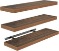 BAYKA Walnut-Like Floating Shelves 15.7in, 3 Pack, Wall Mounted Wall Decor