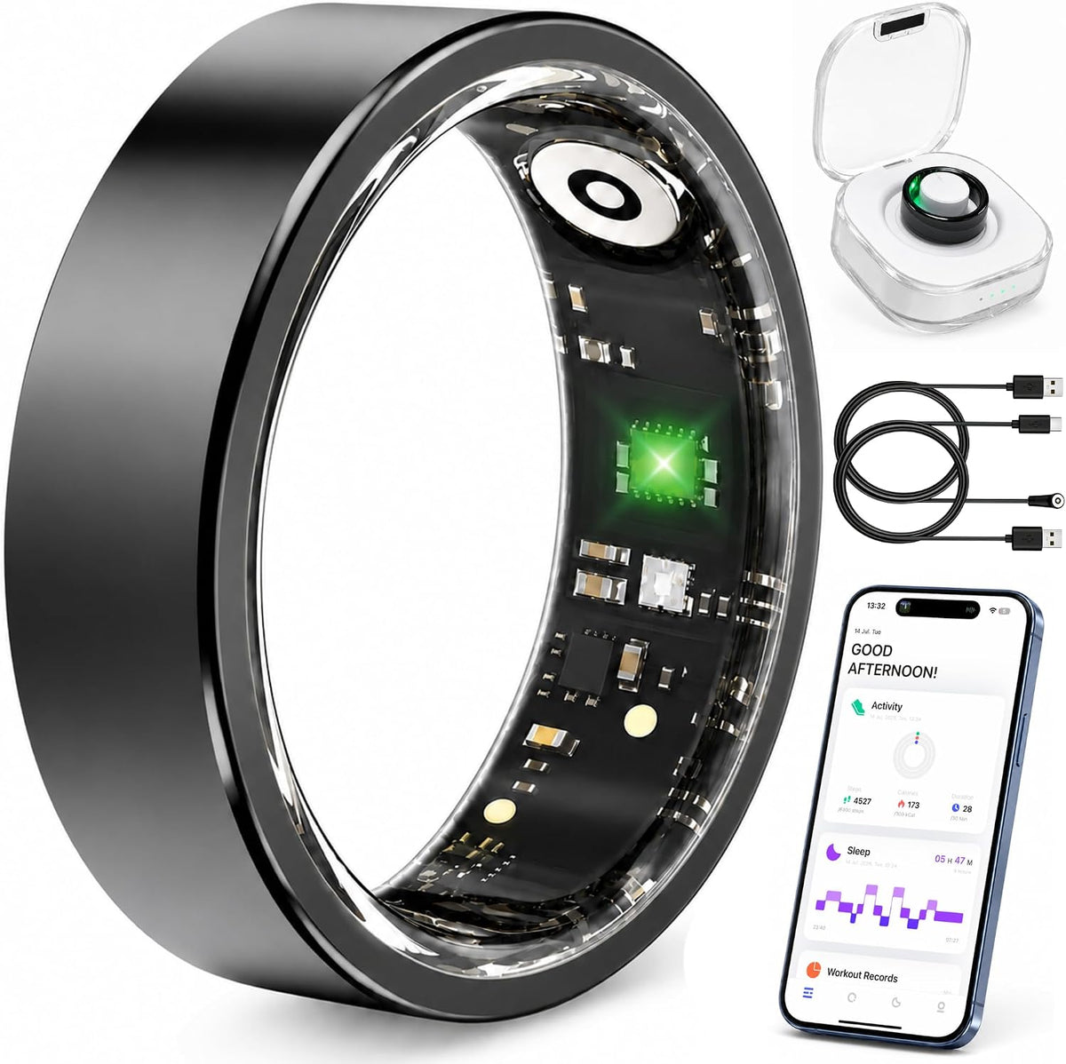 Smart Ring Fitness Tracker for Men & Women with Sleep, Heart Rate & SpO2