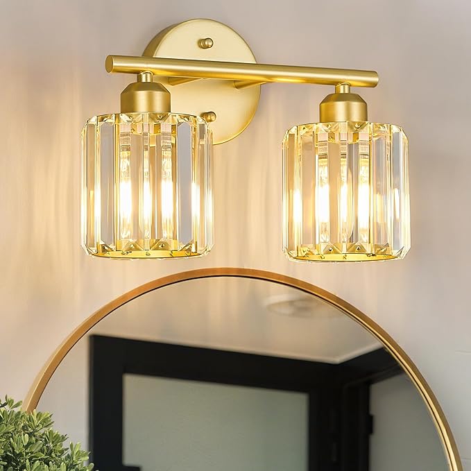 FDPBY Modern 2 Light Crystal Vanity Light, Compatible