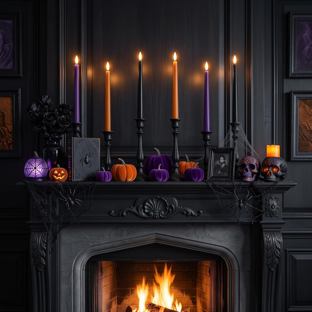 Halloween Decor Indoor, Halloween Decorations, Flameless Taper Candles, 6Pc