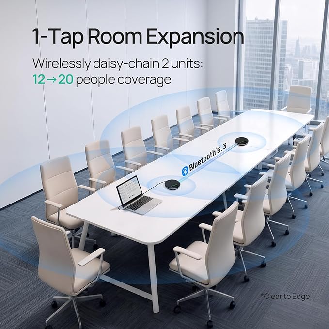 Yealink Bluetooth Speakerphone SP96 Support Daisy-Chain 26H Talk Time Teams