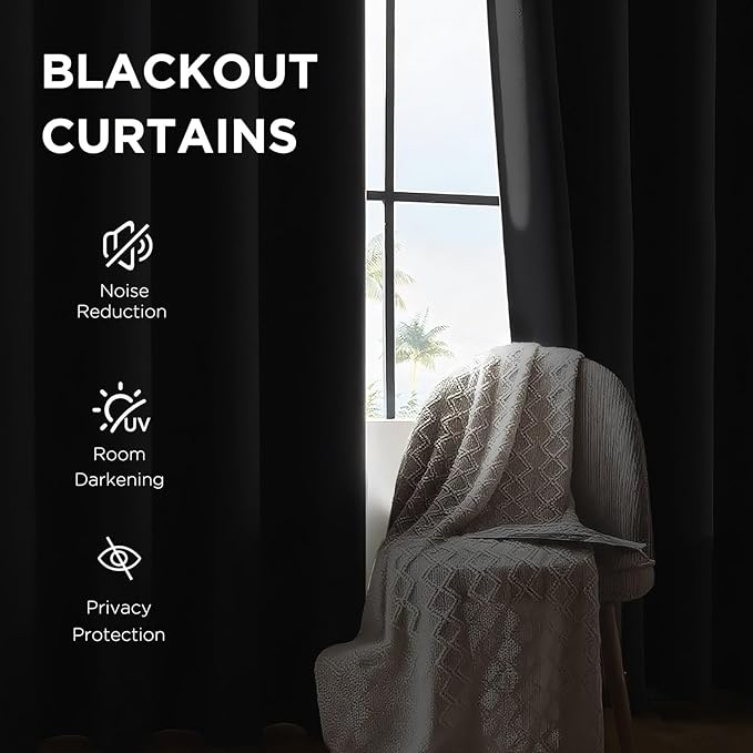 CUCRAF Room Darkening Curtains for Bedroom, Light Blocking Drapes for Living (Set of 2)