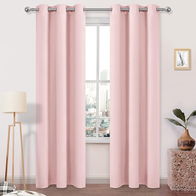 DWCN Blush Pink Room Darkening Blackout Curtains