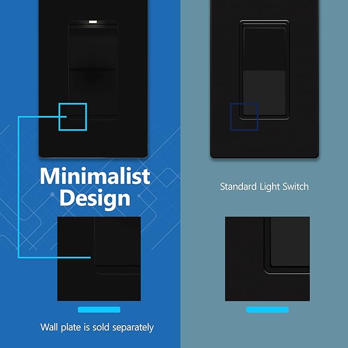 LIDER Minimalist Design Matte Finish Lighted Decorator Switch, Frameless Paddle (10-Pack)