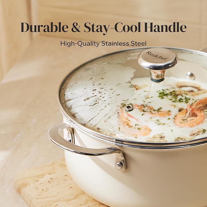 Redchef Ceramic Stock Pot with Lid, Soup Pot