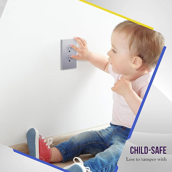 ENERLITES Elite Series Duplex Outlet Receptacle Cover, Screwless Wall Plate (5 Pack)