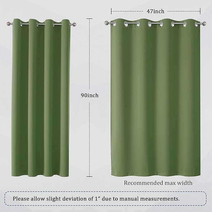 DUALIFE Sage Green Boho Blackout Curtains 90 Inches Long