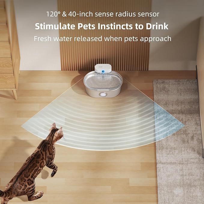 uahpet Wireless Cat Water Fountain Stainless Steel Pro, External Pump Battery