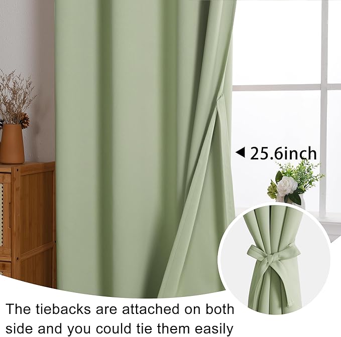 JIUZHEN Light Green Blackout Curtains