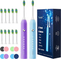 7AM2M Rechargeable Sonic Electric Toothbrush 2 Pack, Soft Toothbrushes