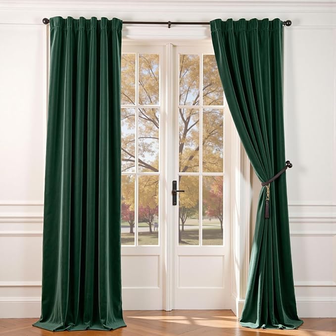 Lazzzy Velvet Blackout Extra Long Curtains Thermal Insulated Room Window Drapes
