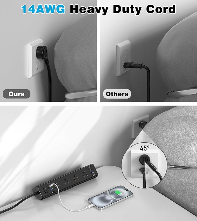 40W Fast Charging Station, Desk Clamp Power Strip, 4 USB-C Ports & 8 AC Outlets