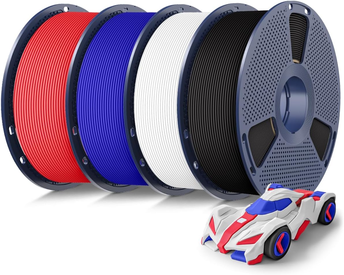 SUNLU High Speed PETG Filament 1.75mm 4KG, Black+White+Blue+Red