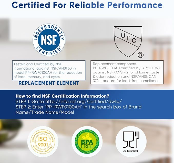 PUREPLUS PRO NSF/ANSI 53&42 Certified Refrigerator Water Filter Replacement (3 Pack)