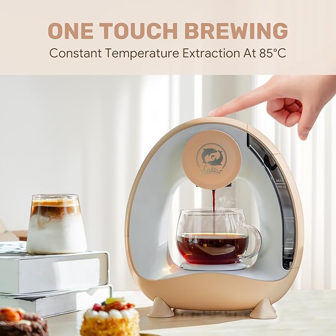 Single Serve Coffee Maker, Fast Brew in 2 minutes, Stylish＆Compact Design