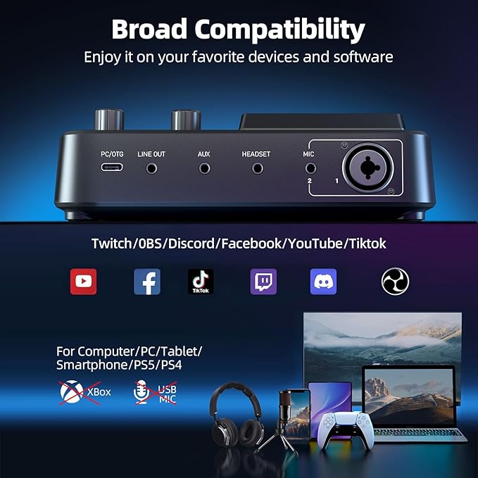 PUPGSIS Gaming Audio Mixer, Audio Interface
