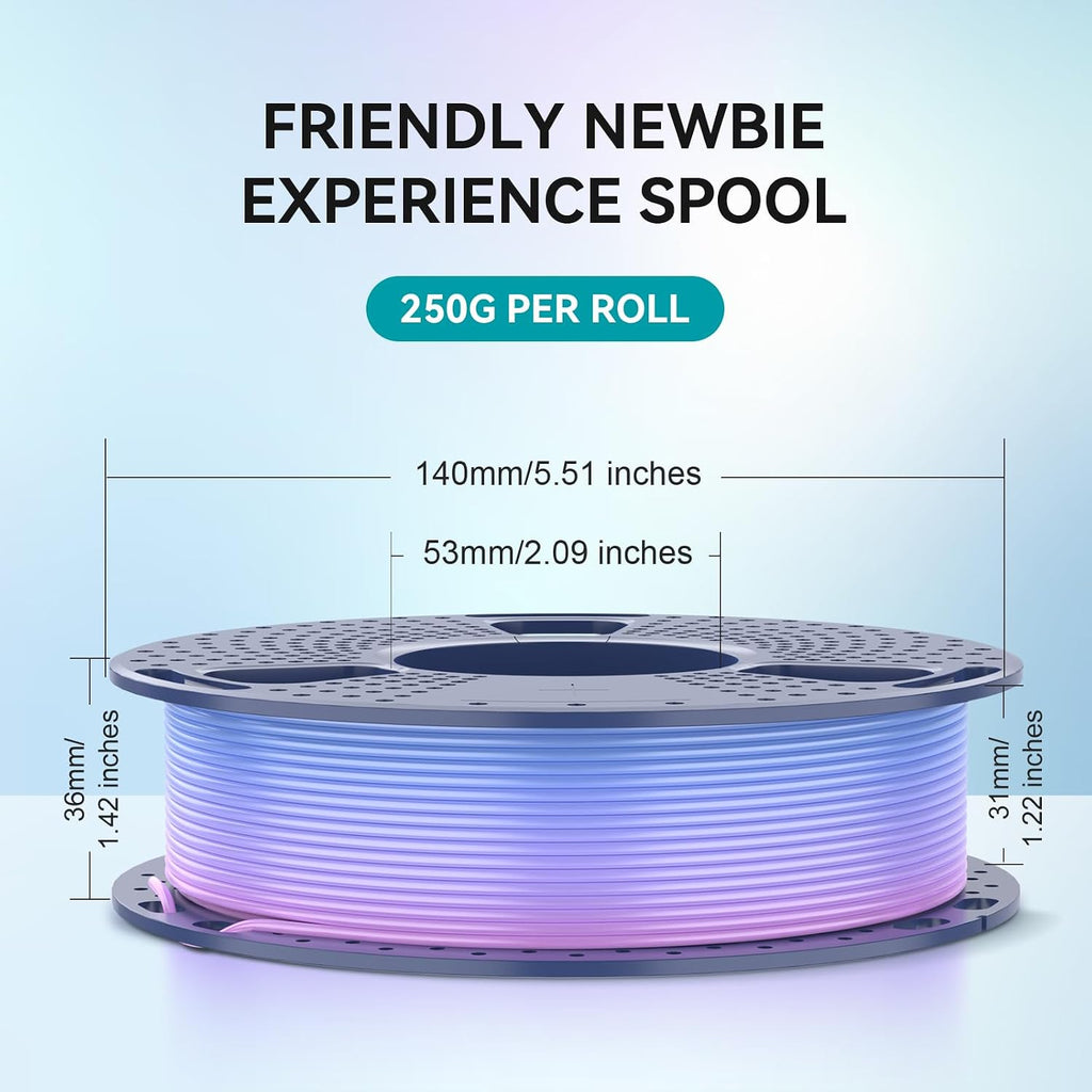 SUNLU Rainbow PLA Filament 1.75mm, 250g Spool Bundle, 3D Printer Filament