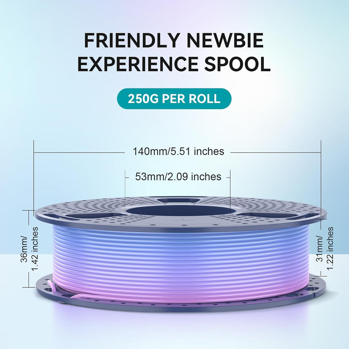 SUNLU Rainbow PLA Filament 1.75mm, 250g Spool Bundle, 3D Printer Filament