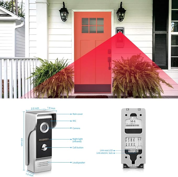 AMOCAM Video Intercom System, 7 Inches Monitor Wired Video Door Phone Doorbell
