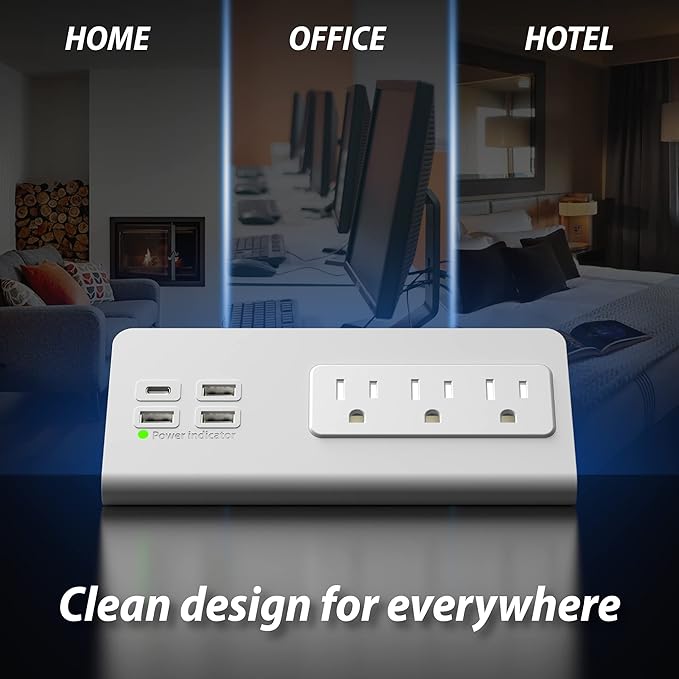 Nightstand Edge Mount Power Strip (2-Pack)