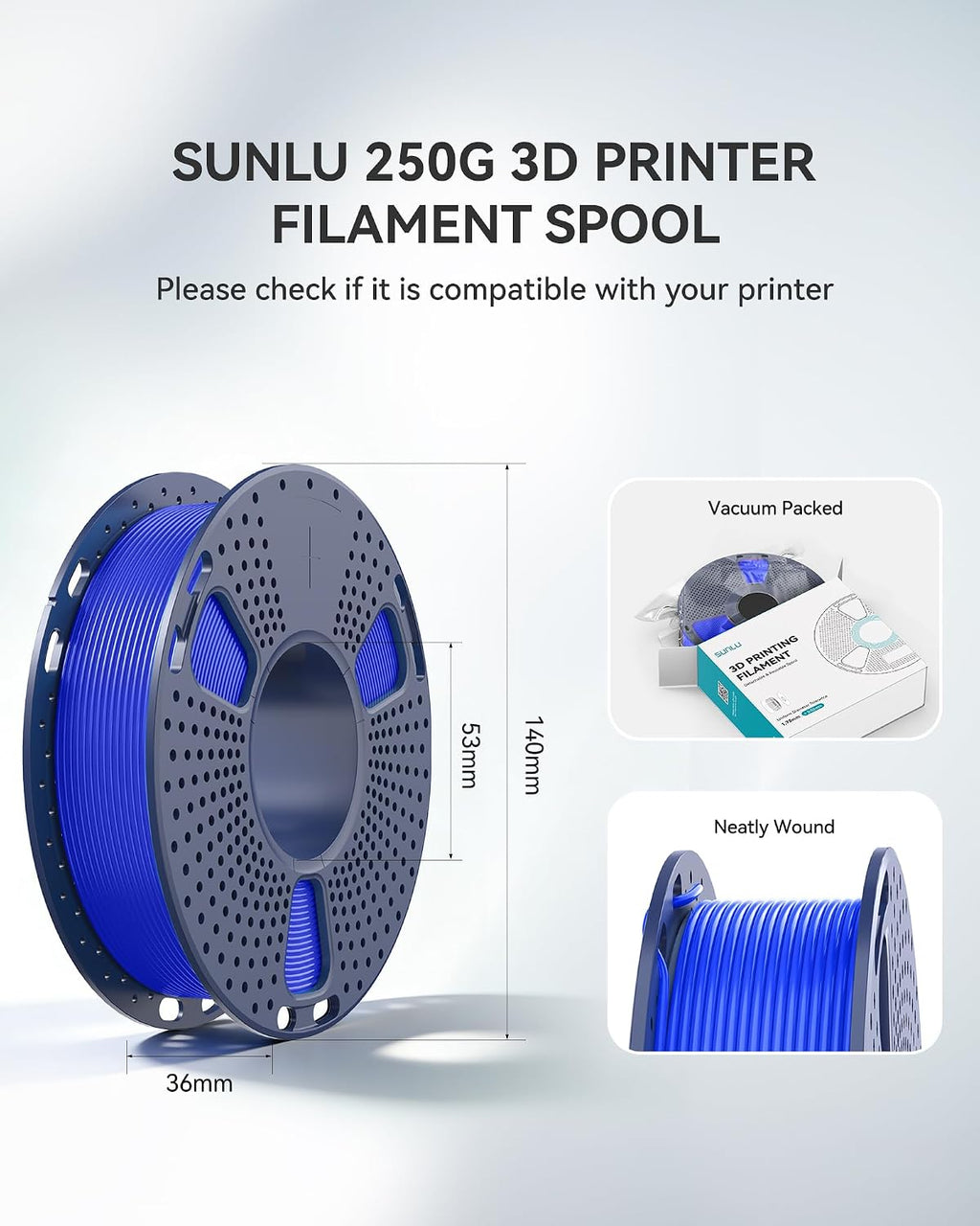 sunlu 250g filament bundle 1.75mm, multicolor 3d printer on a desk or shelf