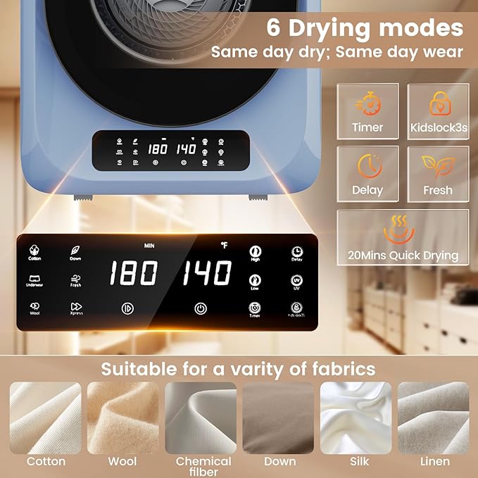 VCJ Portable Dryer for Laundry, 12lbs Clothes Dryer