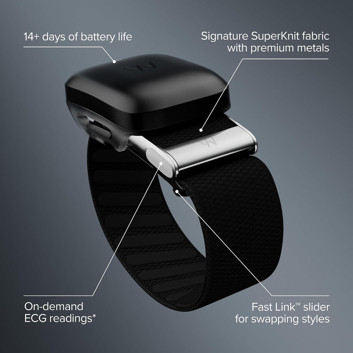 whoop 5.0/mg activity tracker - 12 month membership, side view