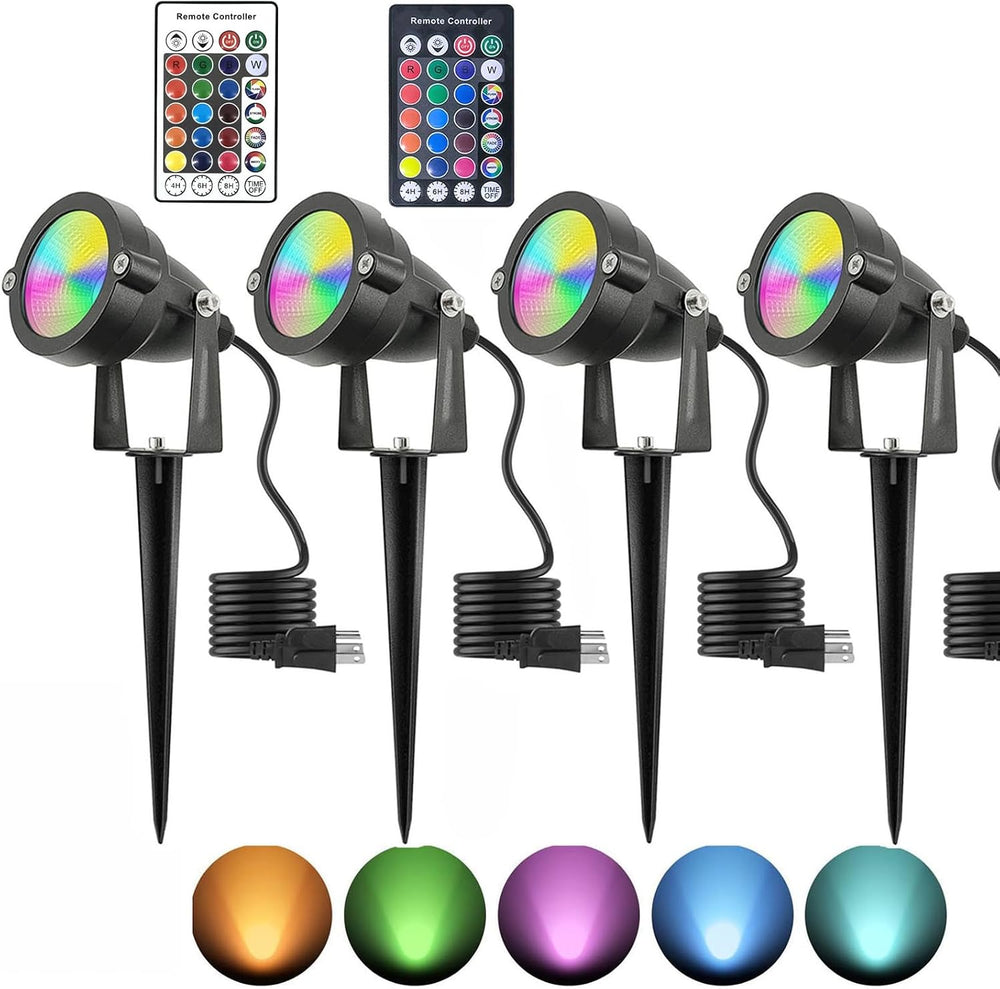 RGB Spot Lights with Timer, Halloween 10W 120V Color Changing Outdoor Metal C...