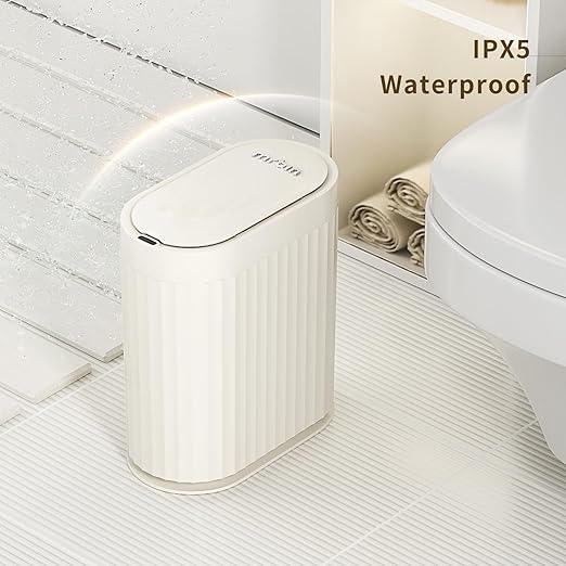 MRBIN Small Trash Can for Bathroom, Automatic Touch Less Garbage Bin