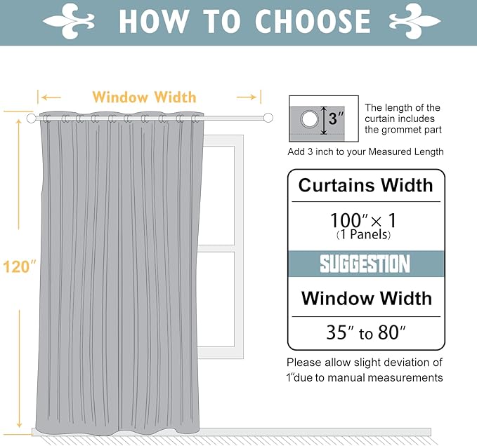 ChrisDowa Room Divider Curtain 120 Inches Long, Wide Blackout Sliding Door