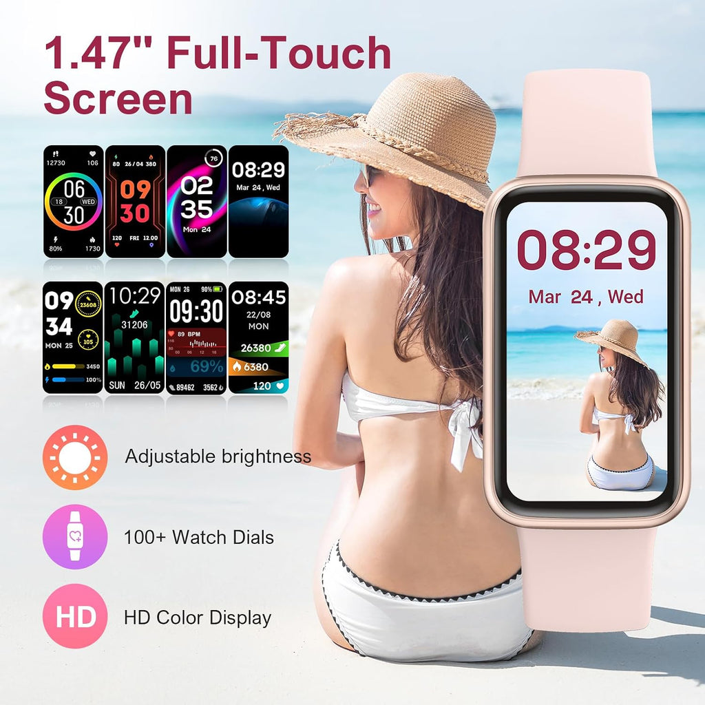 fitness tracker,smart watch with 24/7 heart rate blood shown in use
