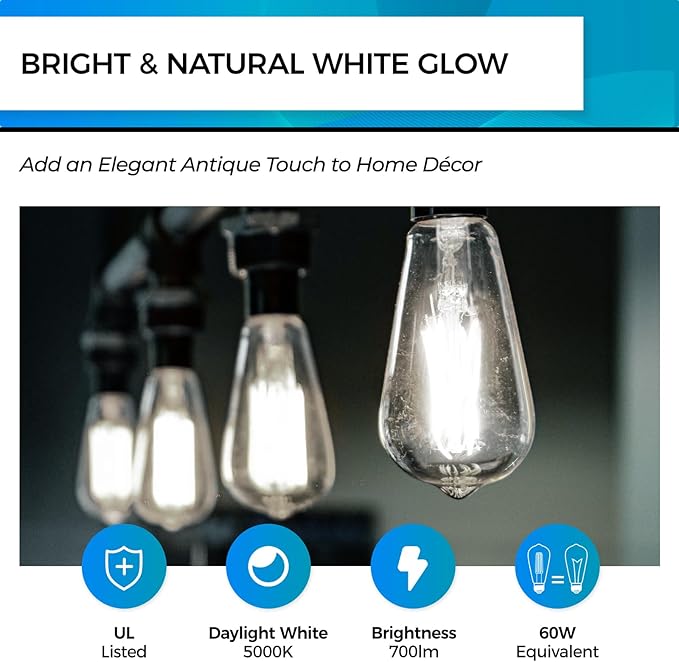 Hizashi Vintage LED Light Bulb Dimmable, 6W Equivalent 60W, E26 Base Led Edison (18 Pack)