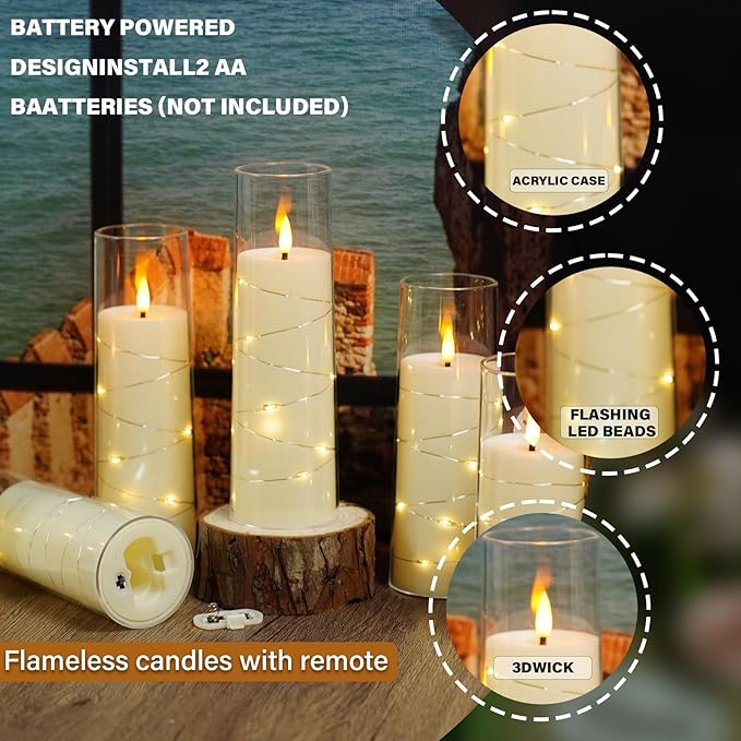 Flickering Flameless LED Candles, Battery Operated Candles 9 Pcs