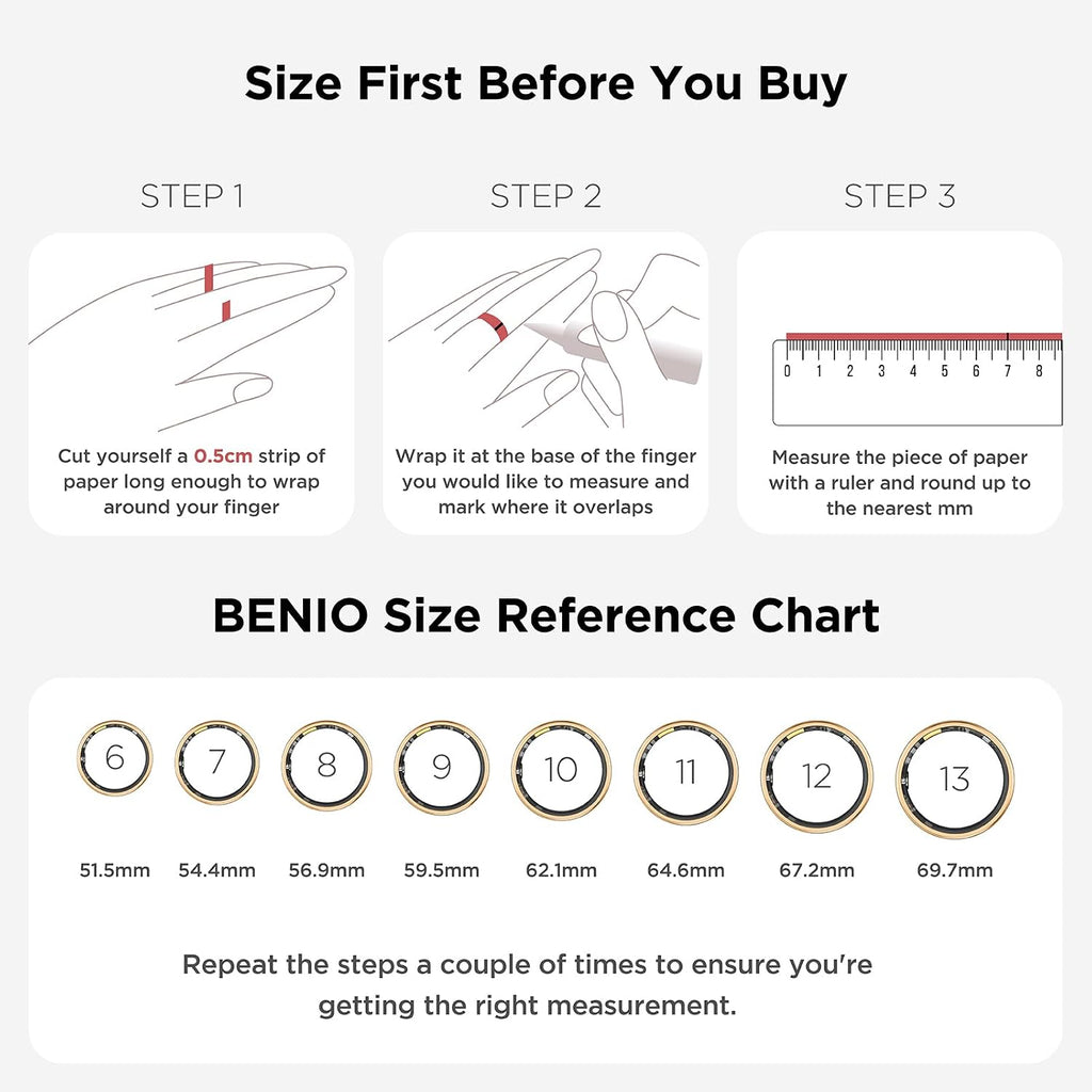 benio gen2 smart ring for women men sleep, front angle view