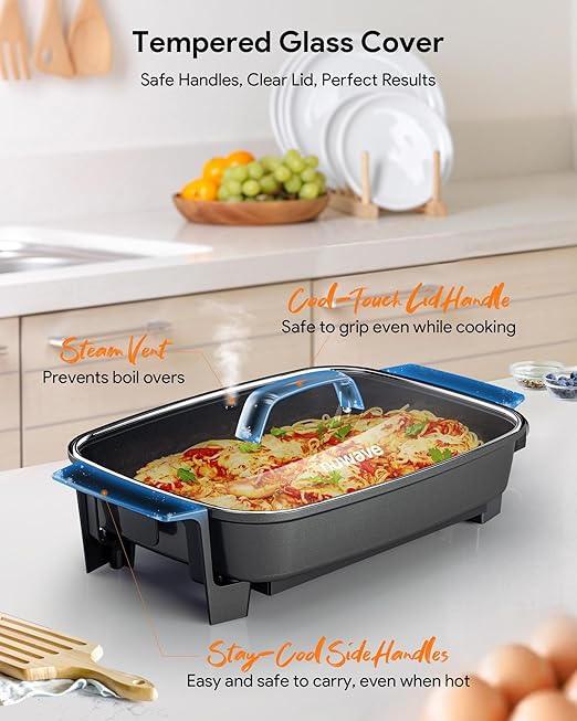 Nuwave Medley XL Digital Electric Skillet, Family Size Griddle w/Glass Lid
