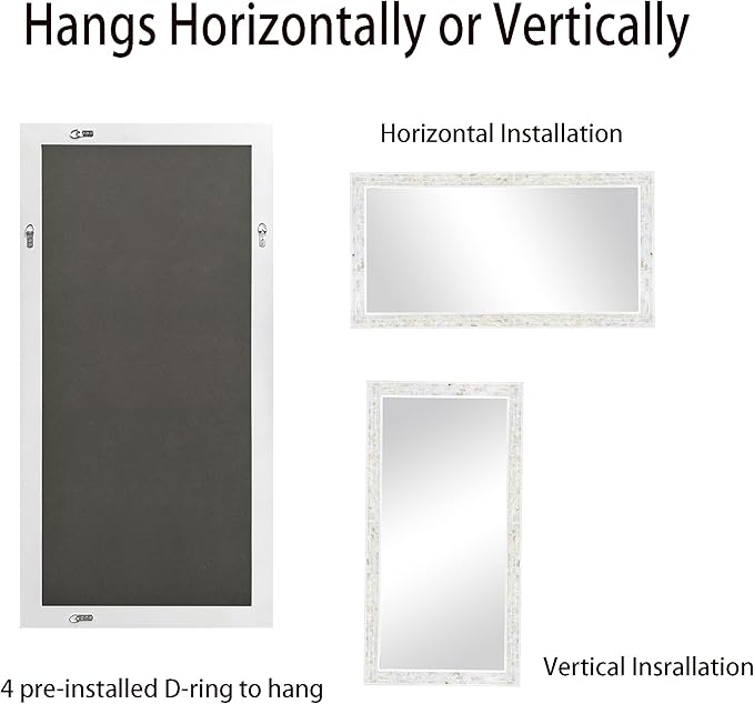 Tanmicoshomy 24 x 47 Inch White Rectangle Wall Mirror, Rectangular Mirrors