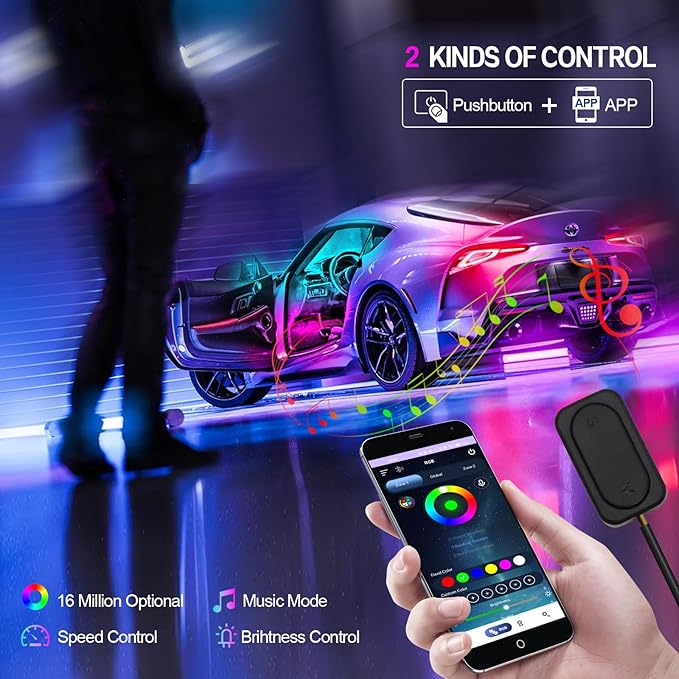 New Version Dreamcolor Acrylic Car Interior Lights 10 in 1 RGB LED Strip Lights
