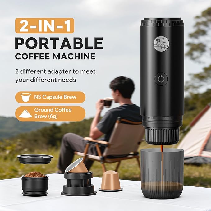 Portable 2-in-1 Coffee Maker, Portable 20 Bar Espresso Machine