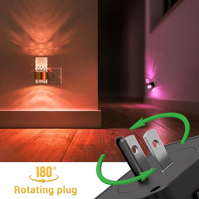 L LOHAS LED Night Light, Night Lights Plug into Wall, 2 Pack 10-Color RGB