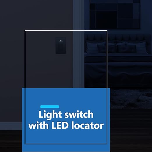 LIDER Minimalist Design Matte Finish Lighted Decorator Switch, Frameless Paddle (5-Pack)