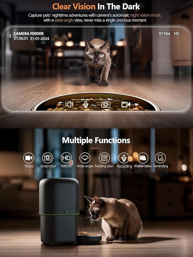 Automatic Cat Feeder with Camera - 5G WiFi Auto Cat Food Dispenser