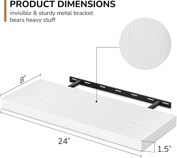 Fun Memories 24 Inch Floating Shelves (2 Pack)