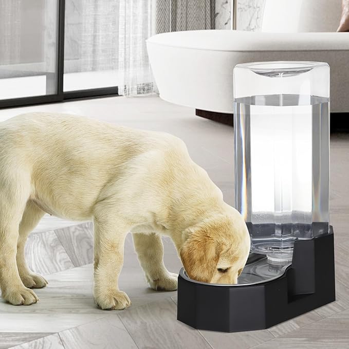 Sfozstra Large Dog Water Dispenser: 9L Gravity Black Gravity Water Feeder