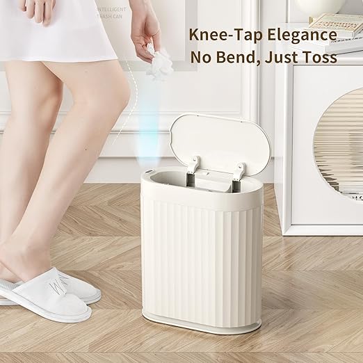 MRBIN Small Trash Can for Bathroom, Automatic Touch Less Garbage Bin