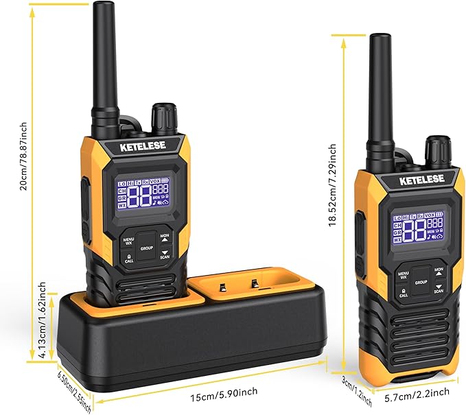 KETELESE T4 Walkie Talkie IP67 Waterproof, Type-C Rechargable Two Way Radio